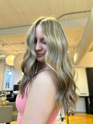 Blonde highlights by Richie Araish at Private Studio in Toronto's Fashion District
