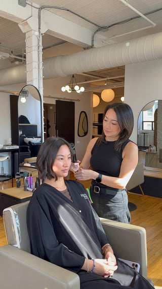 Cindy Li hairstylist at Private Studio Toronto styling a beach wave