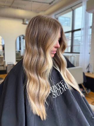 Honey Blonde Balayage made by Ryan Collins at Private Studio Hair Salon in Toronto's Fashion District