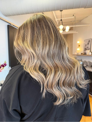 Lived-in blonde by Priscilla Sorin at Private Studio in Toronto.