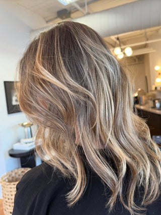 Natural balayage by Priscilla Sorin at Private Studio in Toronto.