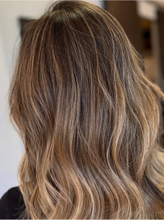 Natural balayage by Priscilla Sorin at Private Studio in Toronto.
