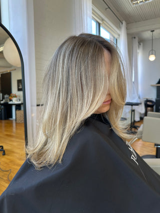 Bright blonde balayage by Ryan Collins, blonde specialist at Private Studio in Toronto 