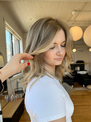 Sun-kissed balayage, lived-in colour by Kristen Patterson at Private Studio in Toronto, near King West