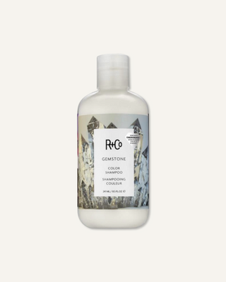 R+Co Gemstone Color Shampoo bottle with vibrant label design, showcasing a nourishing shampoo for color-treated hair.